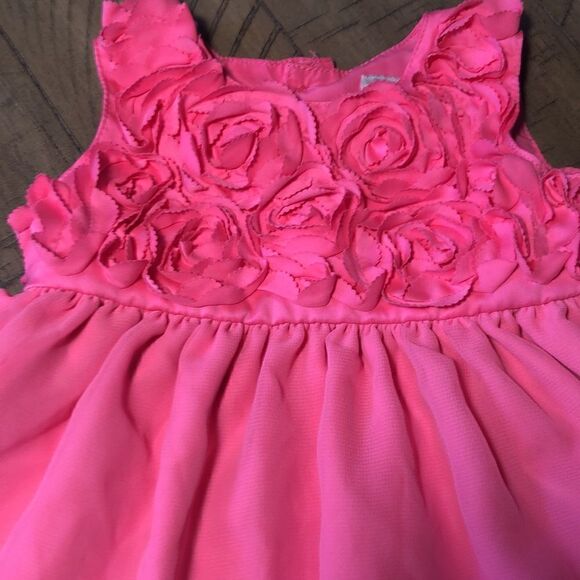 Neon pink Floral Appliqué Dress with built in layers and crinoline by Carter’s - Picture 3 of 15